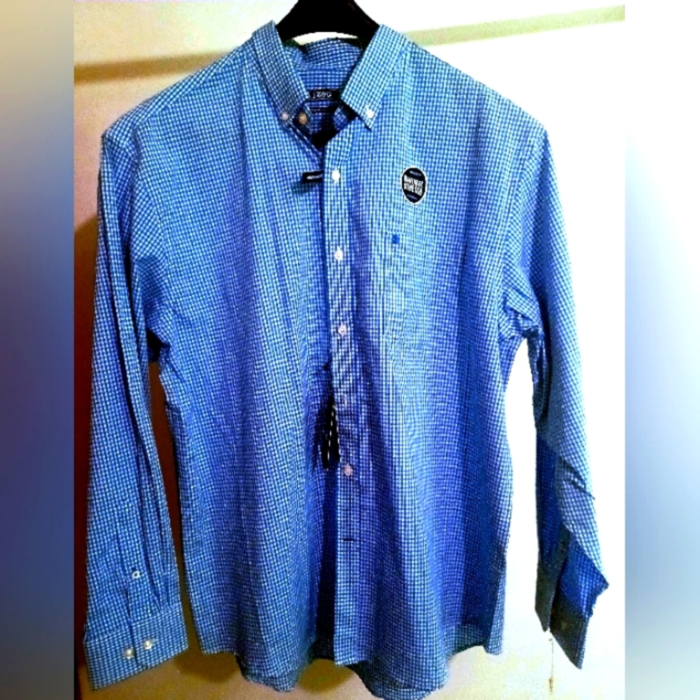 NWT Men's Izod Blue Plaid Shirt Size XL